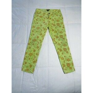 Women's Forever 21 Skinny Jeans Pants - Green Flowered Floral Jeans - Size 28